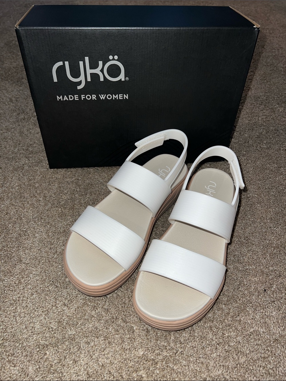 Ryka Two Band Adjustable Viv Sandal in White